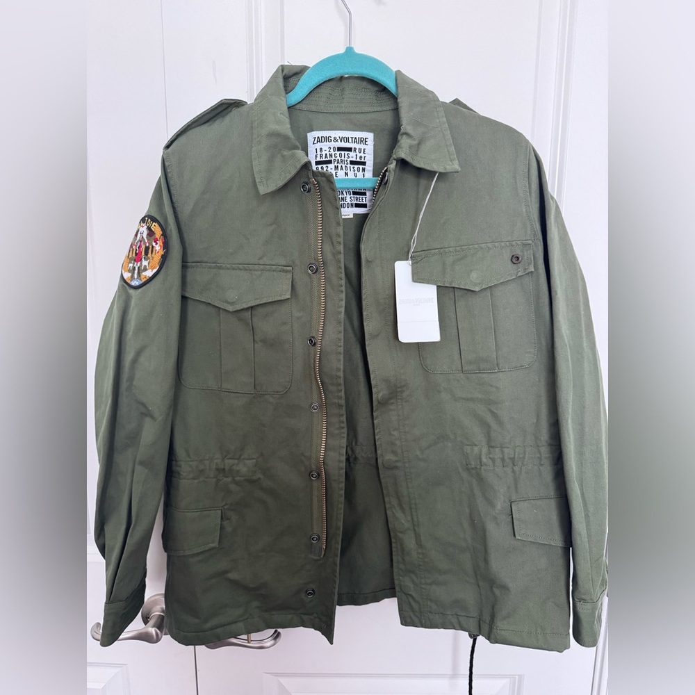 Zadig & Voltaire khaki jacket size 38 European. US 6 brand new with tags